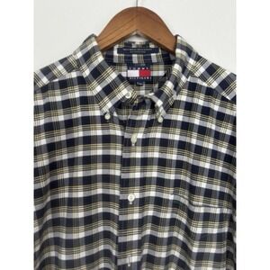 Tommy Hilfiger Men's Shirt Size XL Plaid Blue Button‎ Down Long Sleeve